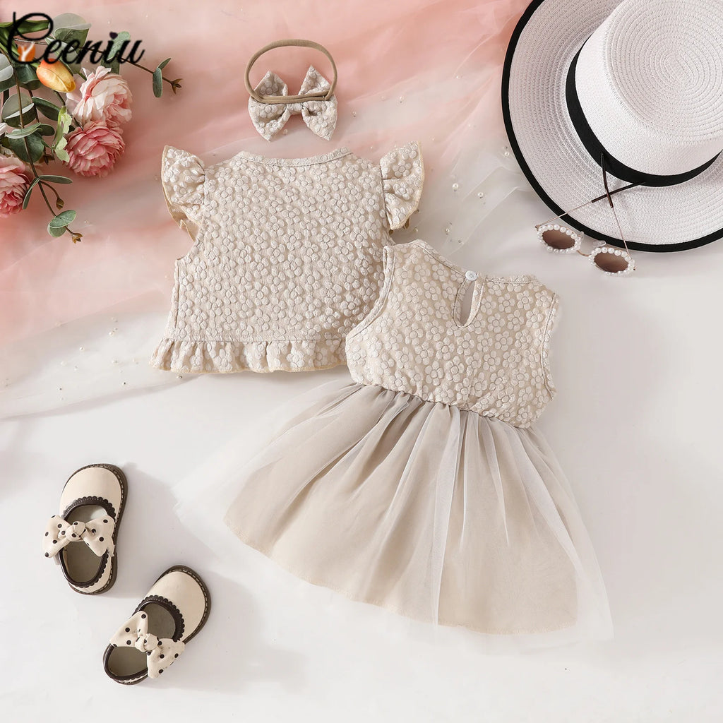 Ceeniu Baby Dresses For Birthday Long Sleeve Ruffles Bow Butterfly Party Dress For Girls 2024 Toddler Newborn Girl Clothes 2024