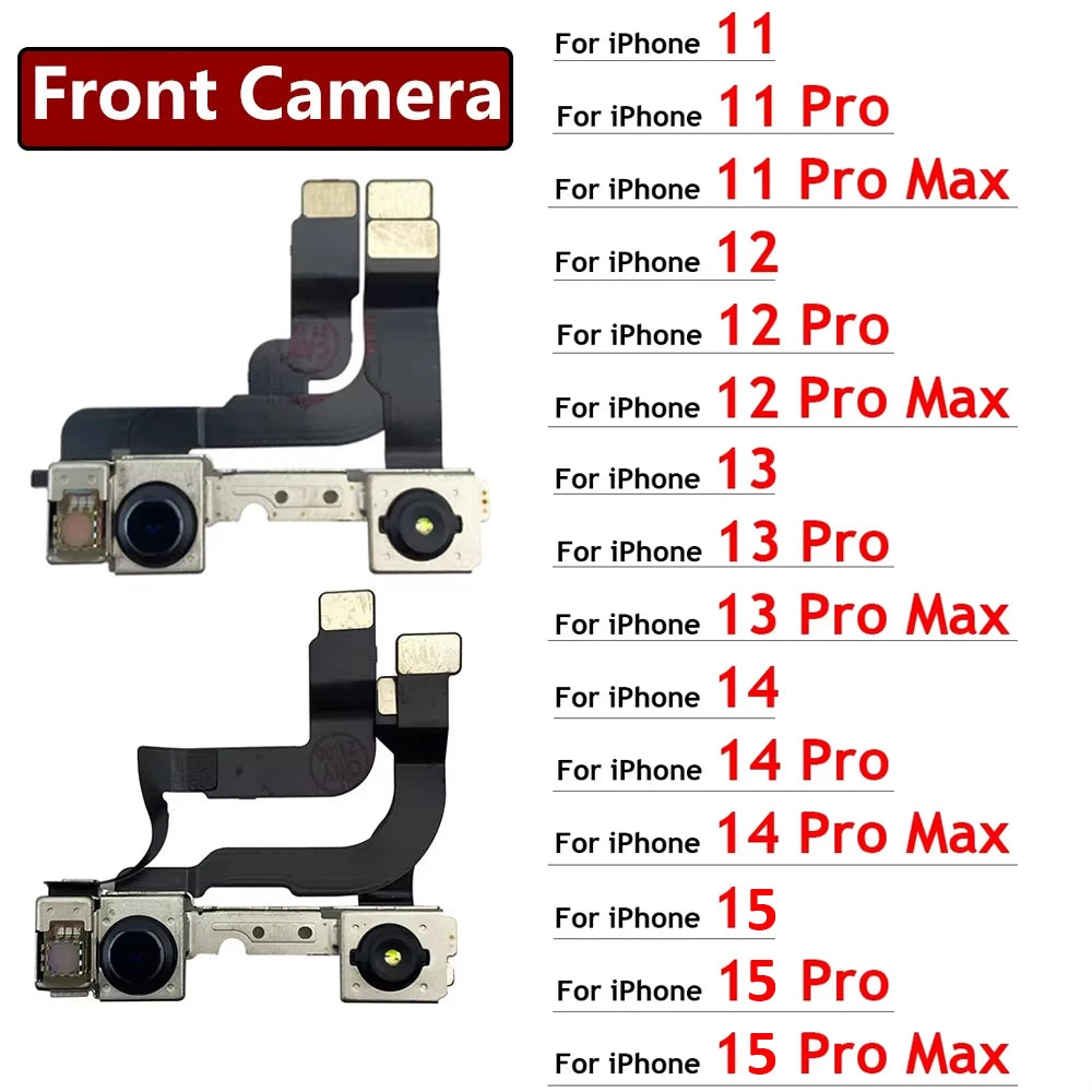 New Front Camera For iPhone 11 12 13 14 15 Pro 11Pro 12Pro 13Pro Max Mini Plus Flex Cable Facing Replacement Parts