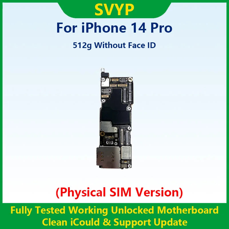 Fully Tested Authentic Mainboard For iPhone 14 Pro Max Unlocked Motherboard With Face ID Cleaned iCloud Physics SIM Version