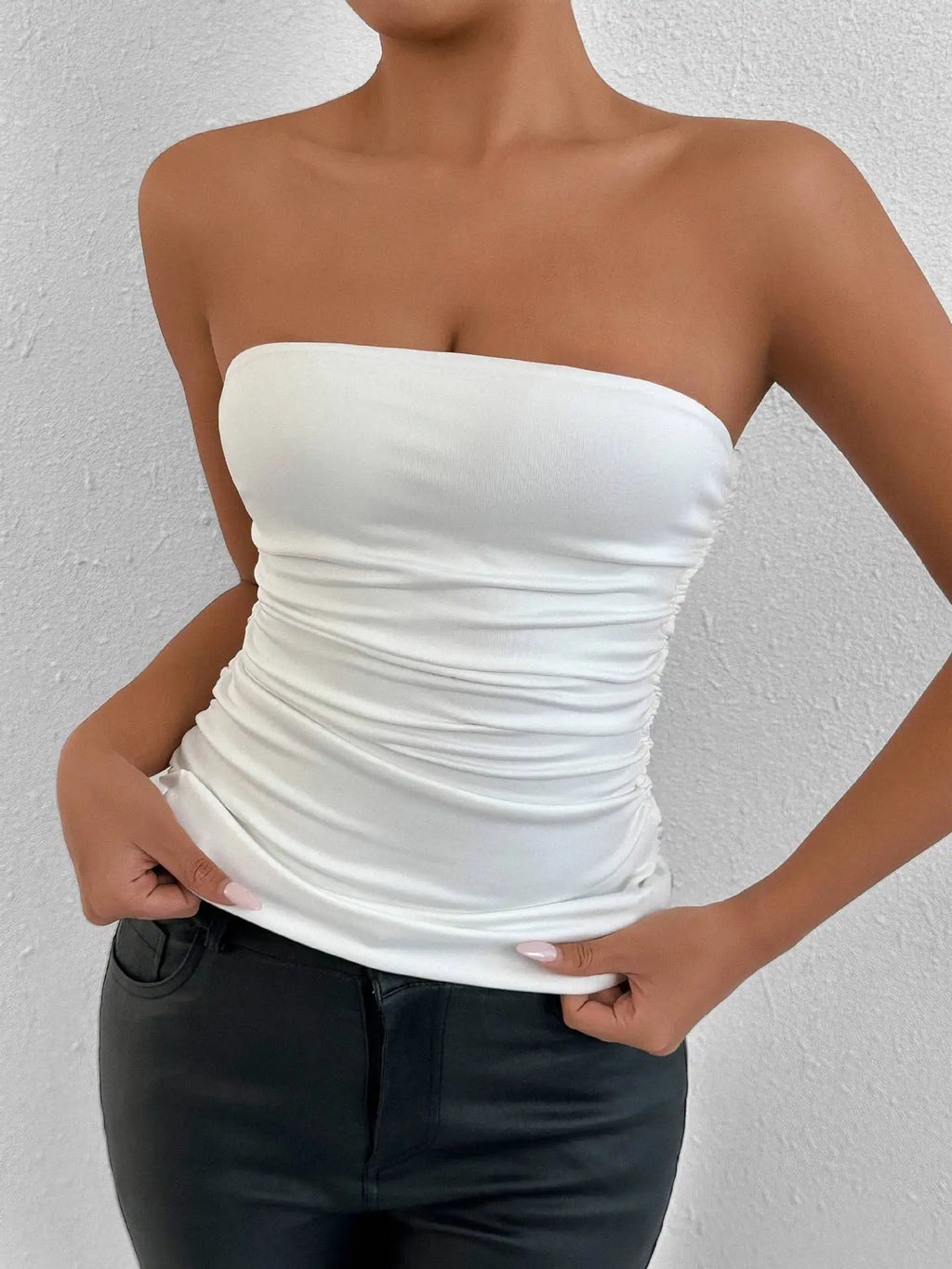 Fairyshely 2026 Sexy Summer Solid Strapless Top Women Bandeau Bodycon Tops Lady Sleeveless Off Shoulder Club Party Clothes
