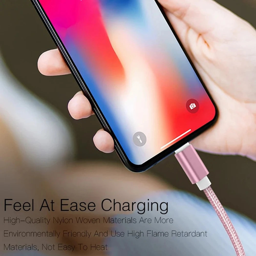 For iPhone 11 12 13 Mini 14 Pro Max USB Fast Charging Braided Cable For iPhone 7 8 14 Plus X XR XS Max Quick Charge Weaving Wire