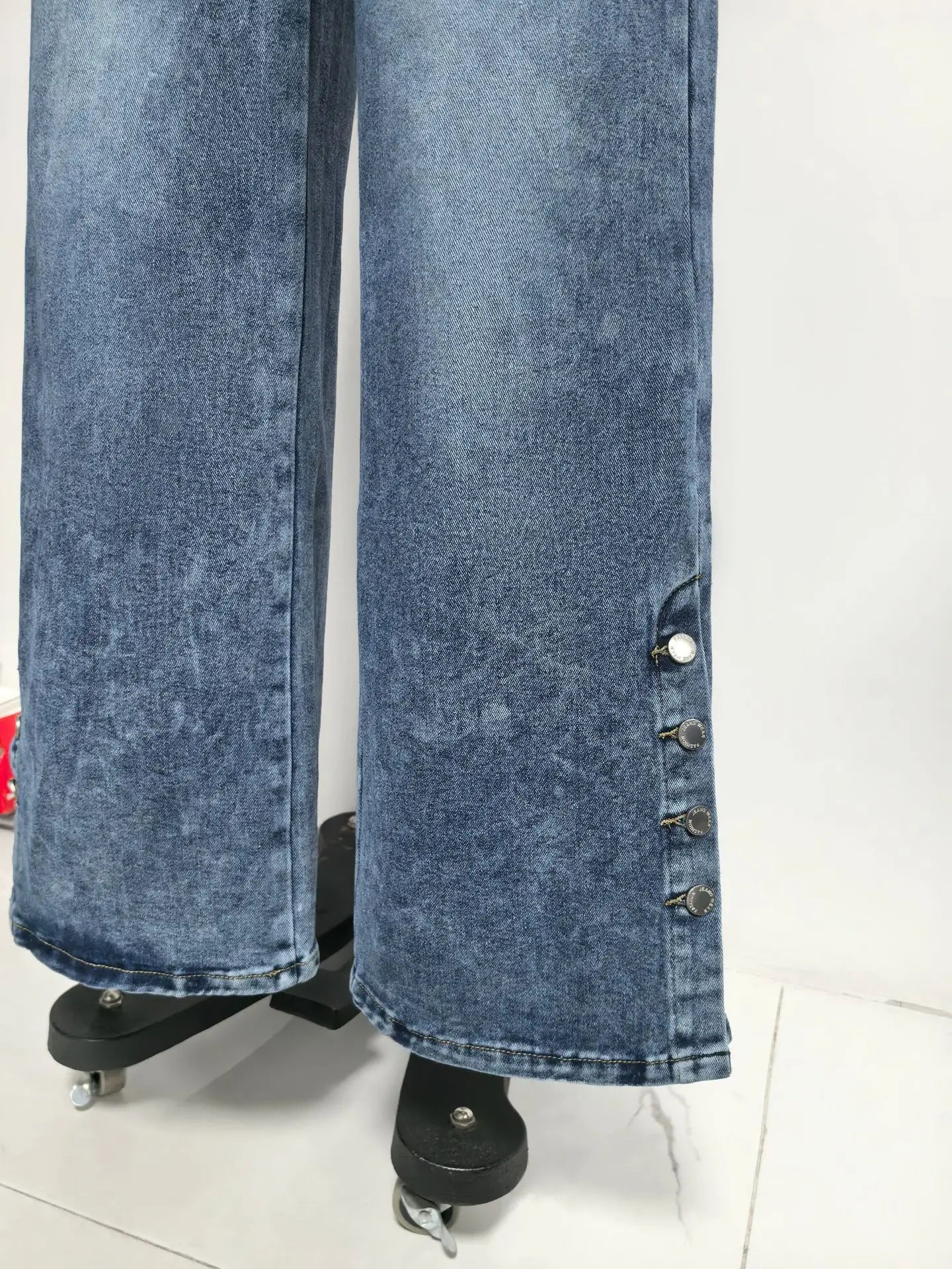 2026 Casual Jeans Pant Pantalones High Waist Wide Leg Trouser Women's Clothing Retro Street Style All-match Buttons Slit Fashion