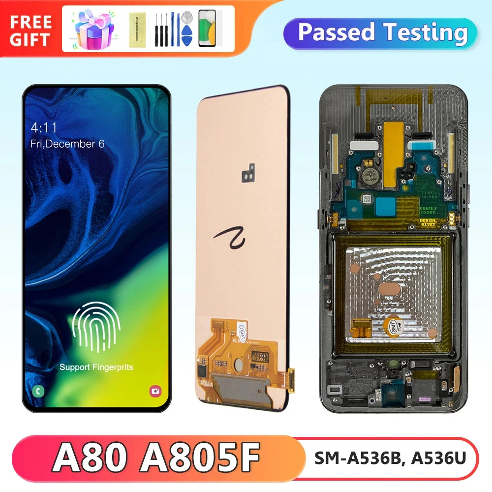 6.7''Super AMOLED A80 Display, for Samsung Galaxy A80 A805F  Lcd Display Touch Screen Digitizer Assembly screen replacement