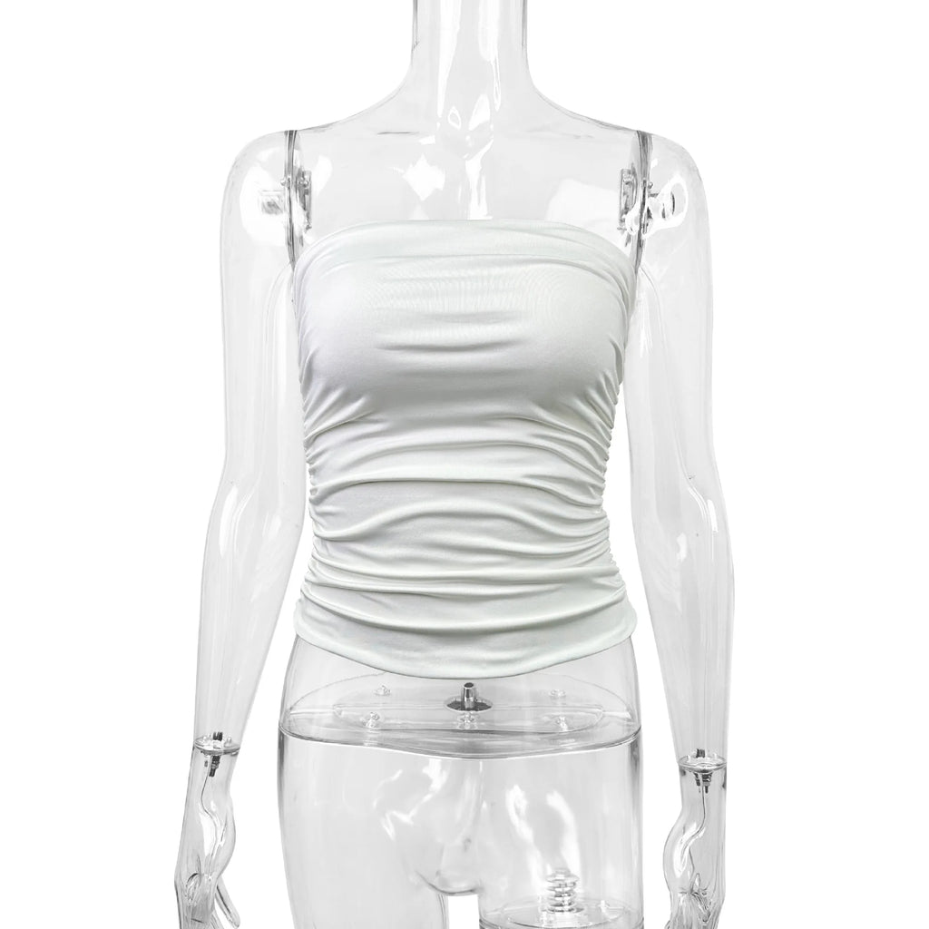 Fairyshely 2026 Sexy Summer Solid Strapless Top Women Bandeau Bodycon Tops Lady Sleeveless Off Shoulder Club Party Clothes