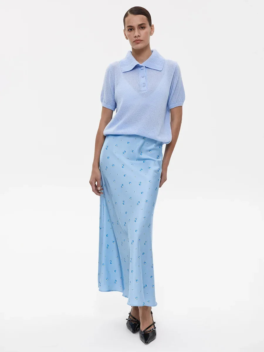 Casual Short Sleeve Knit Pullover For Women Lapel Patchwork See-Through Solid Commute Hollow Out Knitwear Sweater Pullover