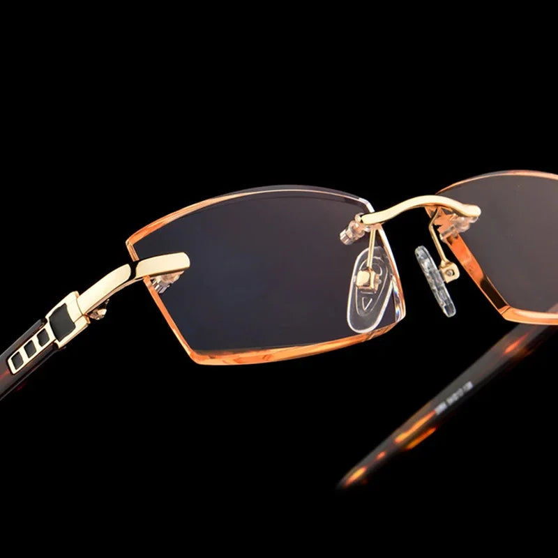 BEGREAT Luxury Designer Reading Glasses Rimless Diamond Cutting Frame Men Women Presbyopia Anti-blue Light Square Reader Glasses