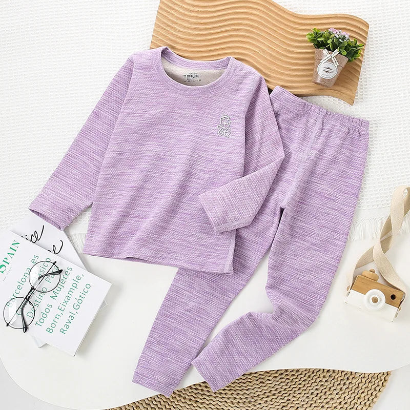 3-14 Years Autumn Winter Thermal Underwear Suit Girls Clothing Sets Boys Pajama Sets No Trace Warm Sleepwear Kids Clothes