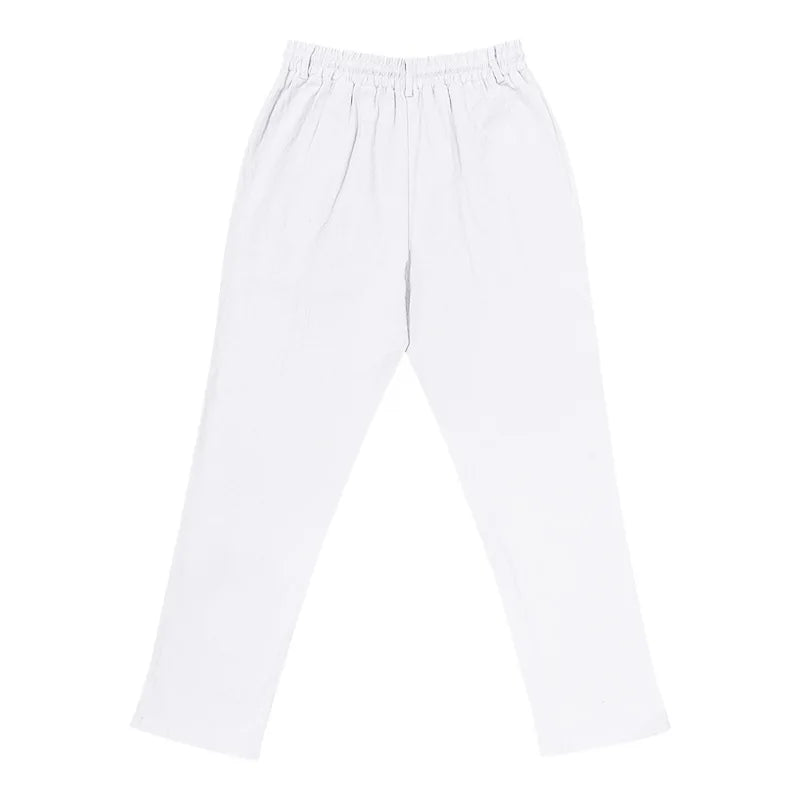 Men's Linen Pants Men's Lightweight Linen Blend Pants Jogging Men Casual Trousers with Button Design Basic Beach Vacation