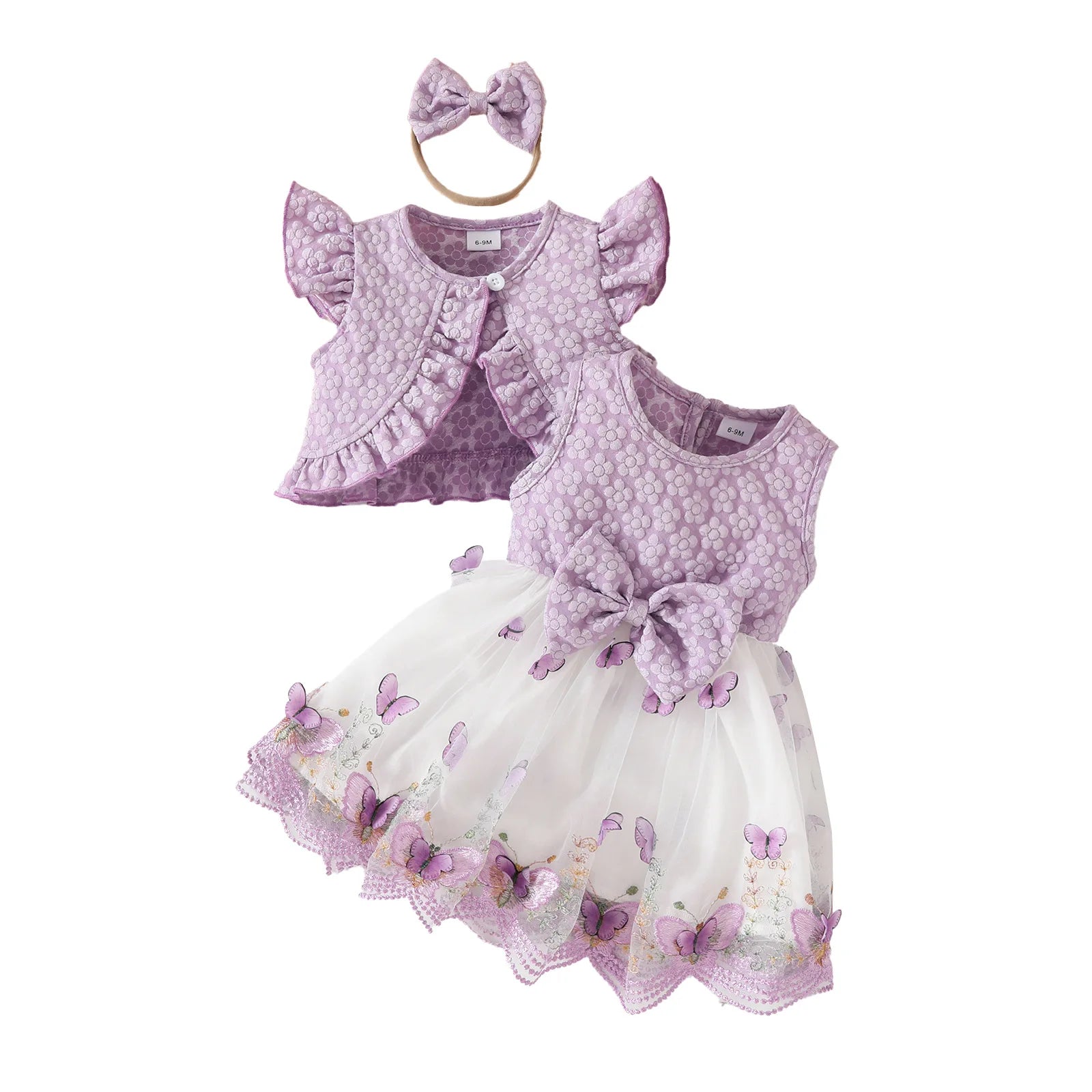 Ceeniu Baby Dresses For Birthday Long Sleeve Ruffles Bow Butterfly Party Dress For Girls 2024 Toddler Newborn Girl Clothes 2024