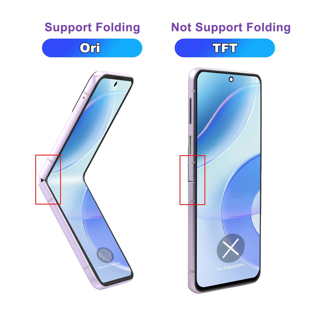 100% For Samsung Z Flip 4 5G F721B F721W LCD Display Touch Screen Digitizer Assembly For Samsung Z Flip 4 Screen Replacement