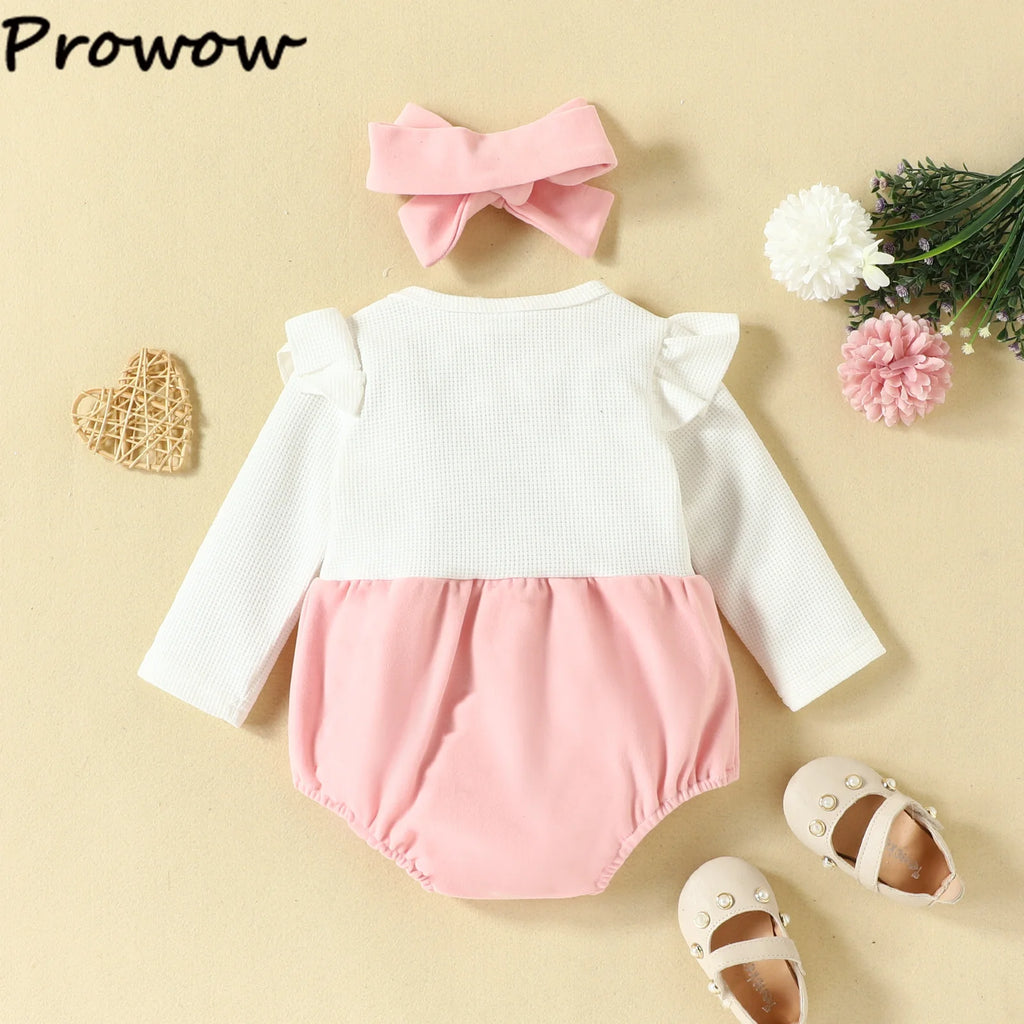Prowow Cute Fox Baby Dresses For Girls Heart Print Romper+Suspender Fox Dress For Girls Fall Winter Newborn Baby Girl Clothes
