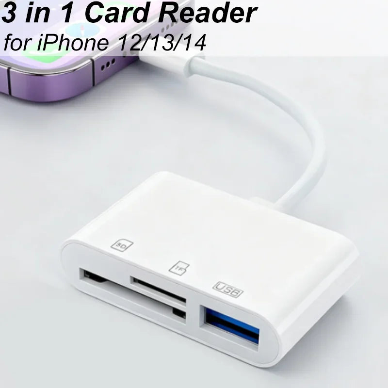 New 5-in-1 SD TF Memory Card Reader USB 3.0 Type C Adapter for iPhone 13 14 15 16 iPad MacBook Samsung Android Cameras