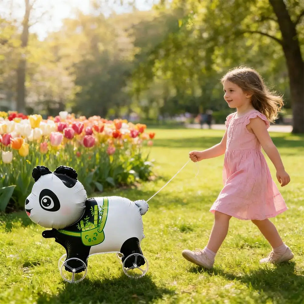 1pc Cartoon Animal Ballons With Wheels Outdoor Yard Walking Balloons Party Decor Props Photo Gifts Baby Shower Toy Kids Birthday
