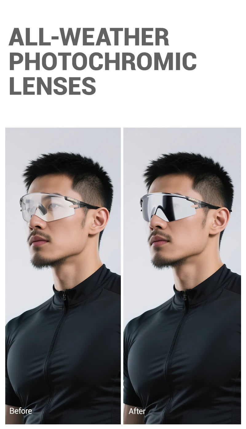 Kapvoe New Eagle Beak Photochromic Cycling Sunglasses Men Women MTB Glasses UV400 Bicycle Eyewear Sports Outdoor Bike Goggles