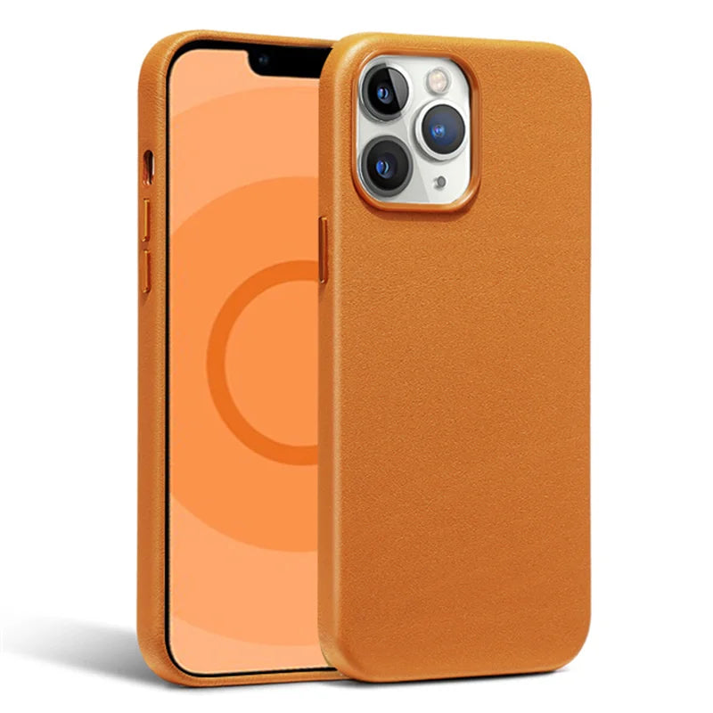 Luxury Leather Case For iPhone 15 14 13 Pro Max Plus Mini For Magsafe Magnetic Wireless Charging With Animation Phone Accessorie