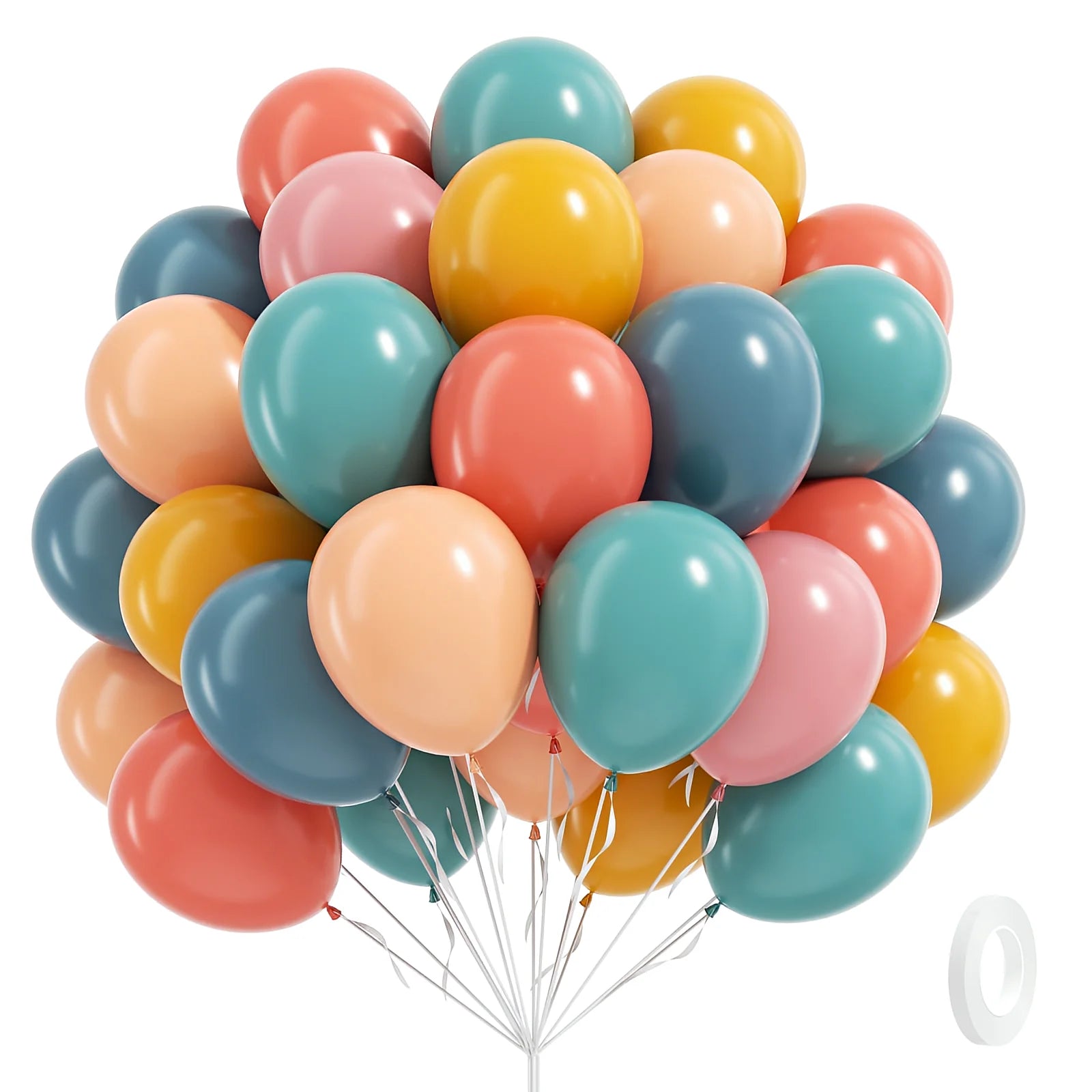 60pcs Boho Rainbow Balloons 10inch with Dusty Blue Mustard Yellow Pink Nude Balloons for Baby Shower Birthday Party Decor