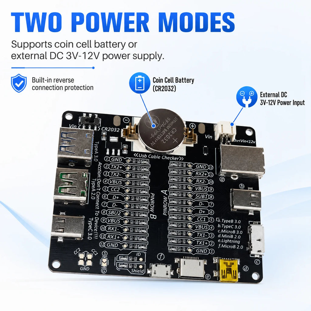 DT3 USB Cable Tester Data Cable Detection Board for IOS Android Micro Type-C Short Circuit on-Off Switching Test Board Tool