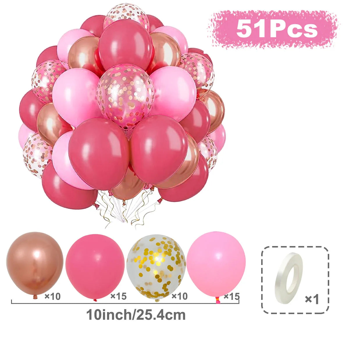 31/36/37/51/101Pcs Metallic Balloons Pearl Latex Balloon Gold Confetti Balloons for Birthday Weddings Baby Shower Party Decor