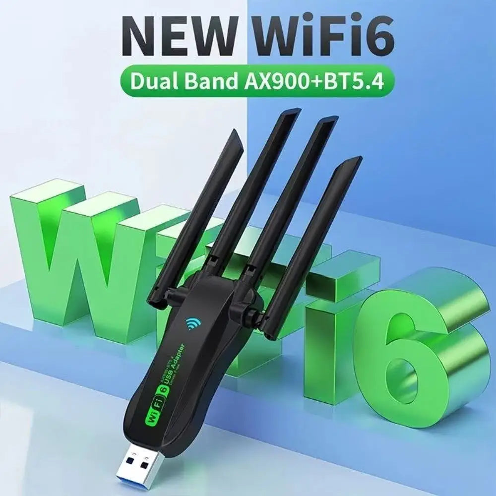 Dual Band WiFi6 USB Adapter, AX900 Bluetooth 5.4 900Mbps WiFi Dongle, Plug Play 4 Antenna 2.4G/5Ghz USB Interface Wireless Netwo