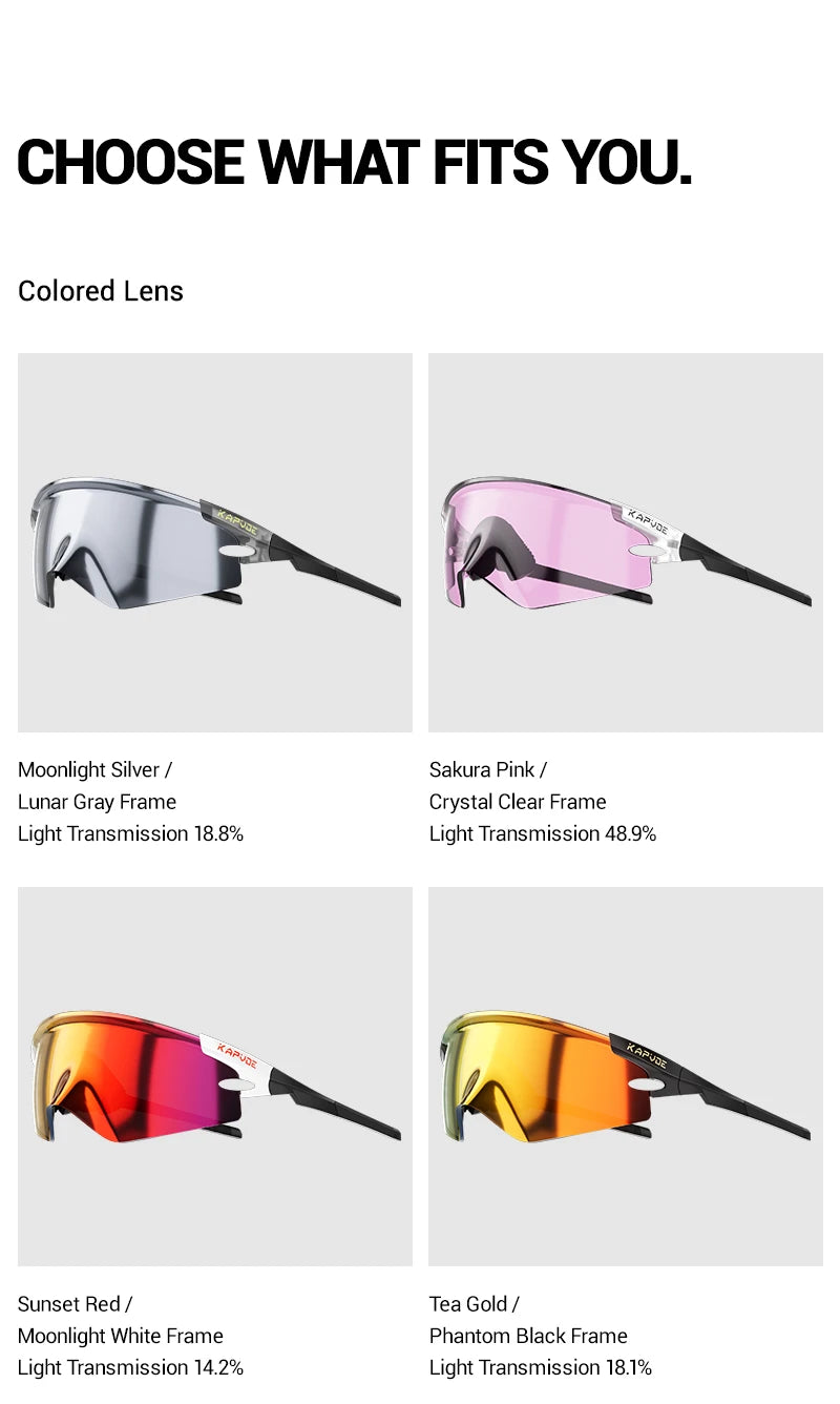 Kapvoe New Eagle Beak Photochromic Cycling Sunglasses Men Women MTB Glasses UV400 Bicycle Eyewear Sports Outdoor Bike Goggles