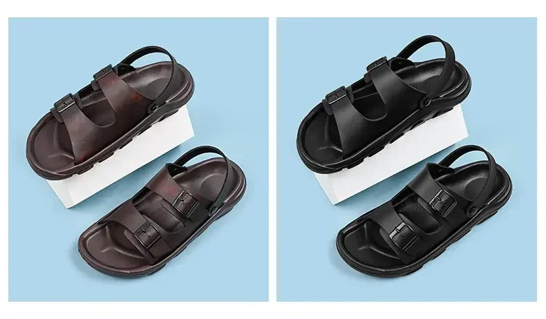 Summer Sandals for Men Lightweight Cushioned Slippers with Anti Slip and Breathable Arch Support Classic Double Button Sandals