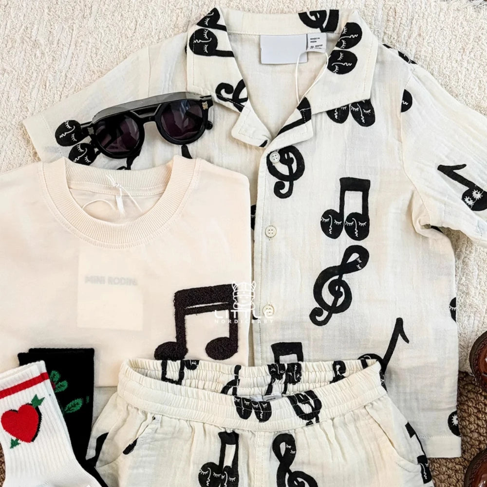 Toddler Girl Clothes Mini Brand 2026 New Summer Boys T-Shirt + Shorts Note Baby Dresses Casual Cotton Pants Children Outfit Set
