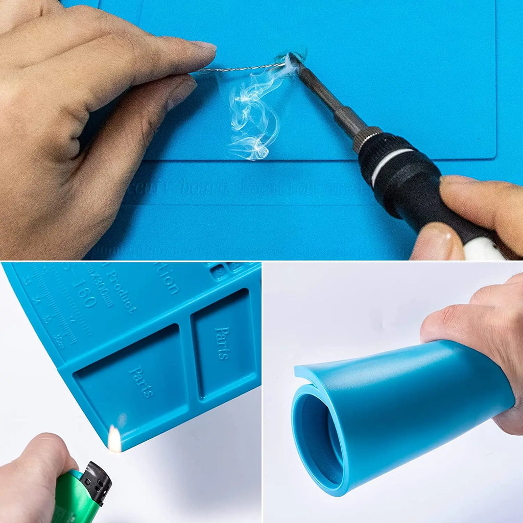 Magnetic Mat Silicone Repair Mat Circuit Board Soldering Pad Heat Resistant 932°F Anti-Static for ESD Iron Phone Repair