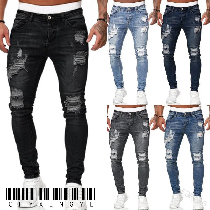 New 2025 high-quality Fashion Casual Cotton Business Black Denim Pants Male Trousers Men's Stretch Regular Fit Jeans S-XXXL