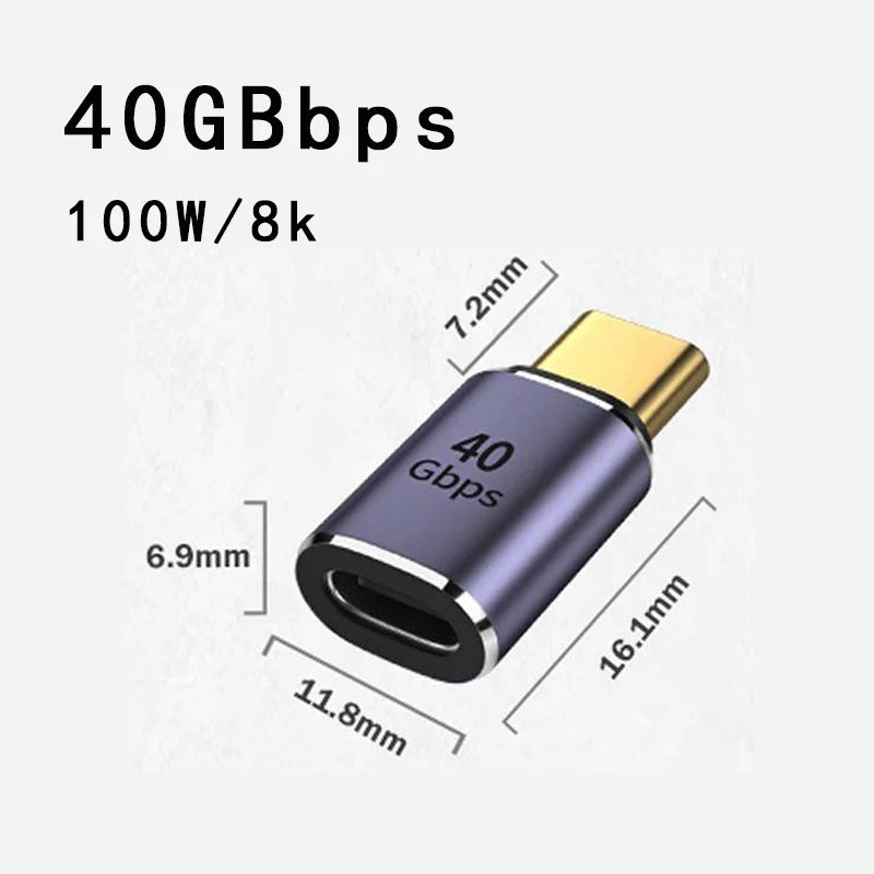 USB4.0 40Gbps U-Shape Straight Angle 240W 5A USB C to Type C Fast Charging Converter USB C Data Adapter For Macbook 8K60HZ