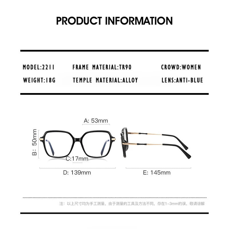 KANSEPT Square Large Frame Women's Glasses Anti-Blue Light Reading Glasses Customizable Prescription Luxury Mens Lenses to Read