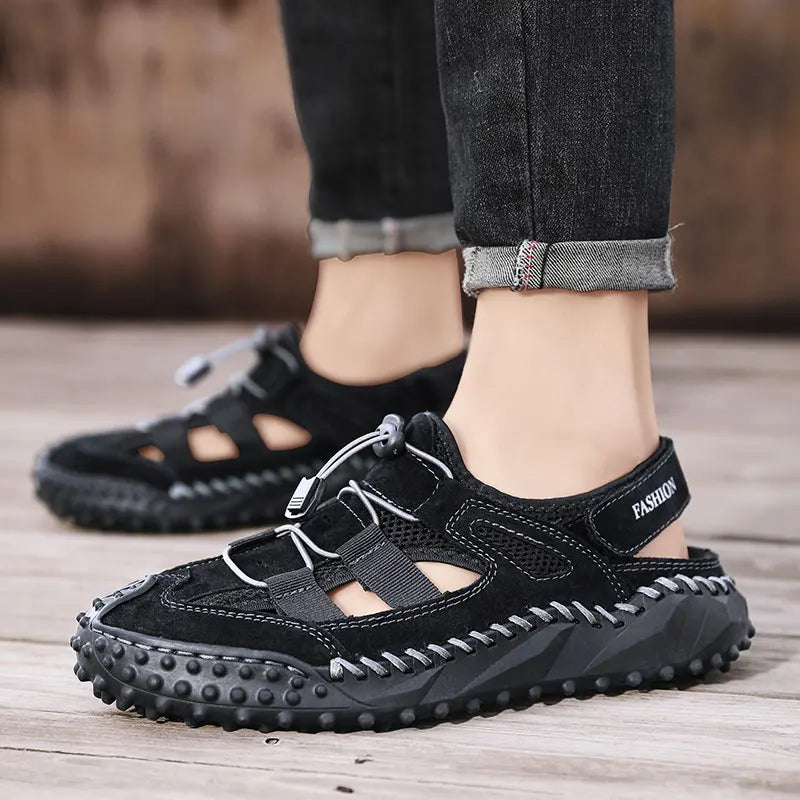 Summer Men Sandals Genuine Leather Mens Casual Shoes Outdoor Men Leather Sandals for Men Beach Shoes Roman mens Shoes