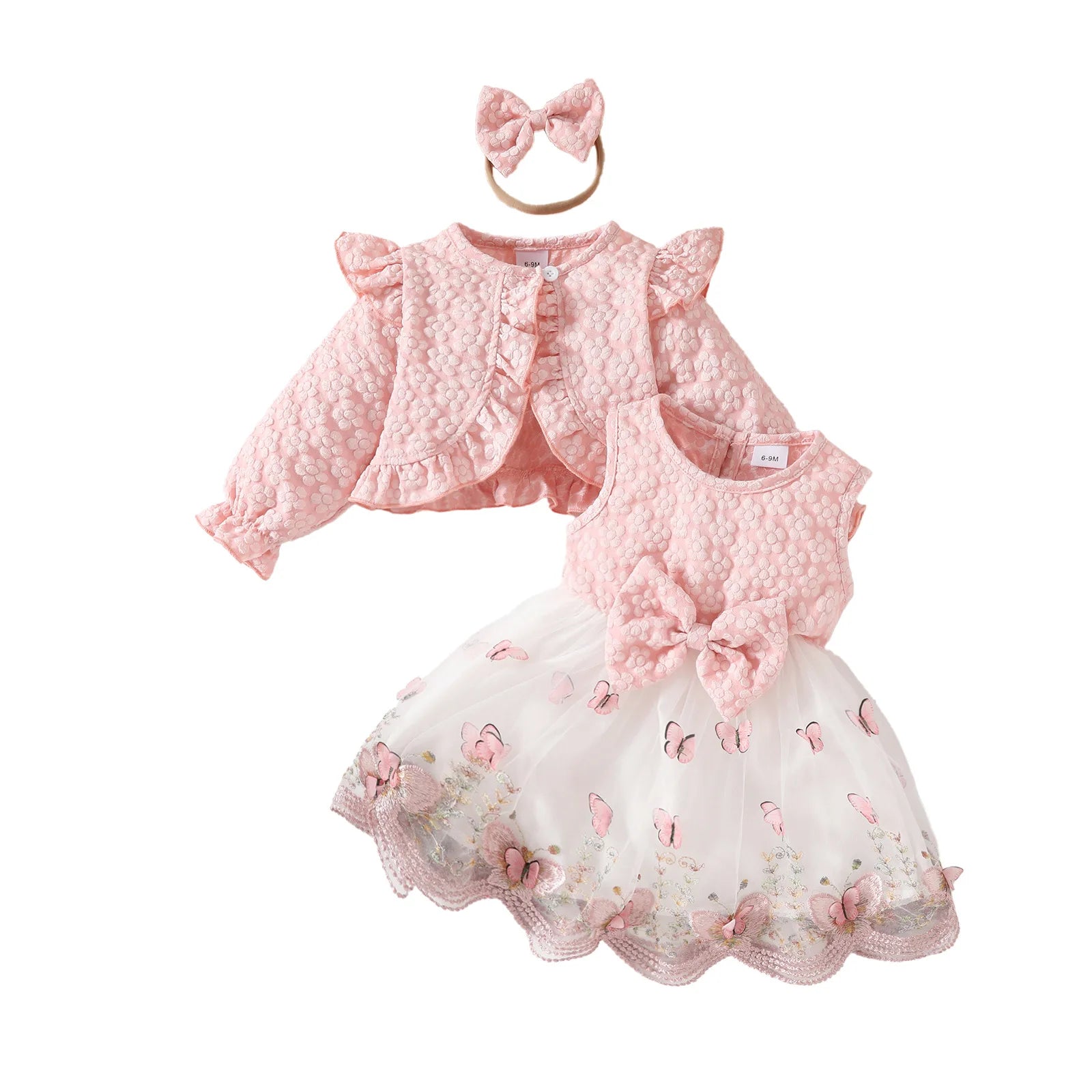 Ceeniu Baby Dresses For Birthday Long Sleeve Ruffles Bow Butterfly Party Dress For Girls 2024 Toddler Newborn Girl Clothes 2024